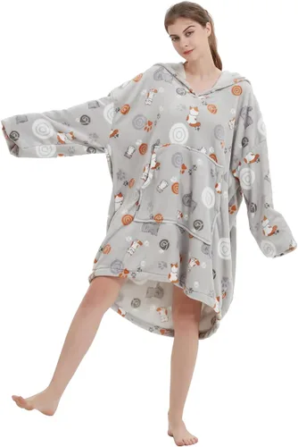 Miniatura 5 de ABENCA Manta con capucha para adultos, sudadera de gran tamaño de franela ligera, cálida y acogedora, talla única. Animal