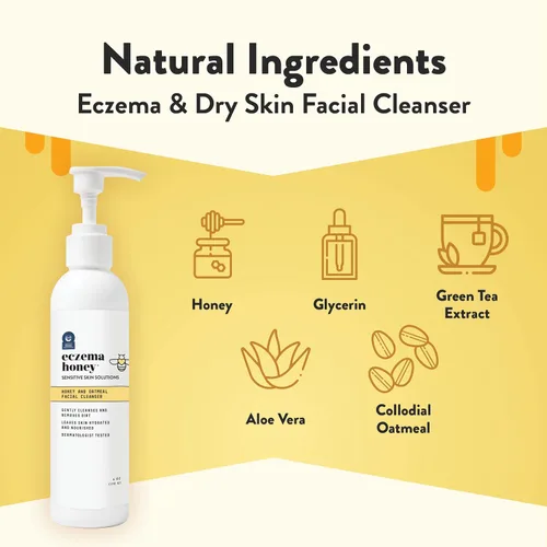 Miniatura 3 de ECZEMA HONEY Limpiador facial de avena – El lavado facial de eccema natural evita brotes – Limpiador facial suave diario para piel seca