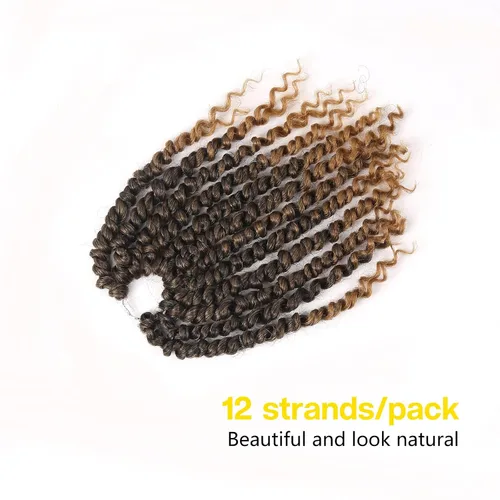 Miniatura 4 de Pelo de Passion Twist – 8 pulgadas Passion Twist Crochet Hair para mujer, 8 paquetes de cabello rizado pretrenzado Passion Twists extensiones de T27.