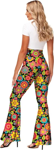 Miniatura 7 de Deerose Pantalones de Cintura Alta Elásticos Ajustados Acampanados Estilo Hippie para Mujer