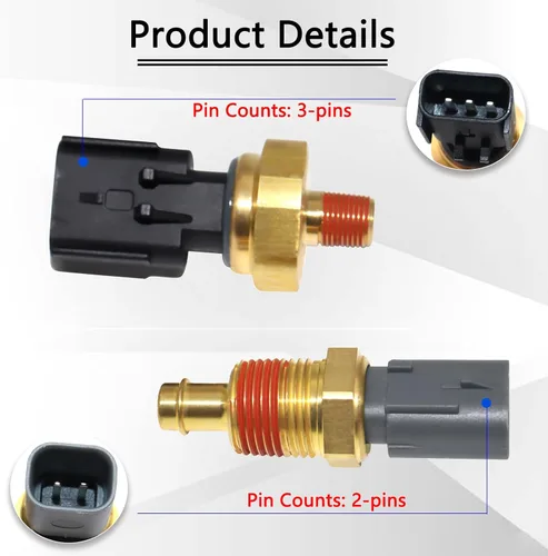 Miniatura 2 de Paquete de 2 Sensor Emisor Interruptor de Presión de Aceite del Motor y Sensor de Temperatura del Refrigerante 5149062AA 5149077AB Compatible