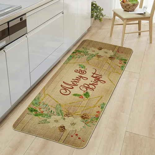Miniatura 2 de E-view Tapete de Navidad decorativo para interiores y exteriores, de goma, para puerta delantera, felpudos de bienvenida de invierno para porche