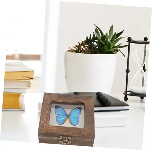 Miniatura 7 de Cabilock Caja de colección para espécimen de mariposa con parte superior de acrílico, caja organizadora de joyas de mariposa con marco real