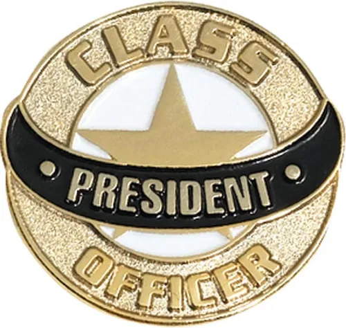 Miniatura 3 de Gold Class Officer Student Council Award Pins, 6 unidades, Oro, No es una piedra preciosa Presidente oficial de clase