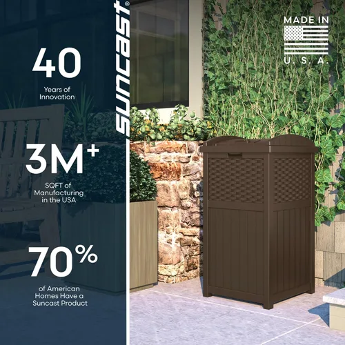 Miniatura 8 de Suncast Cubo de basura comercial para exteriores de 33 galones con escondite con tapa para bolsas de basura de 30 a 33 galones para garaje, patio