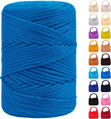Miniatura 15 de Cordón de macramé de poliéster de 0.118 in x 185 yardas, cordón trenzado de macramé, bolsa de ganchillo, hilo de poliéster para ganchillo, bolsa