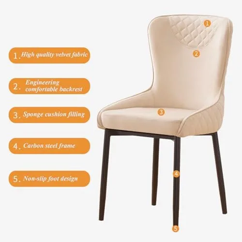 Miniatura 7 de High-End Velvet Dining Chair - Upholstered Tufted Lounge Chair with Black Metal Legs for Cafe, Restaurant, Milk Tea Shop, and Dining Room - Blue