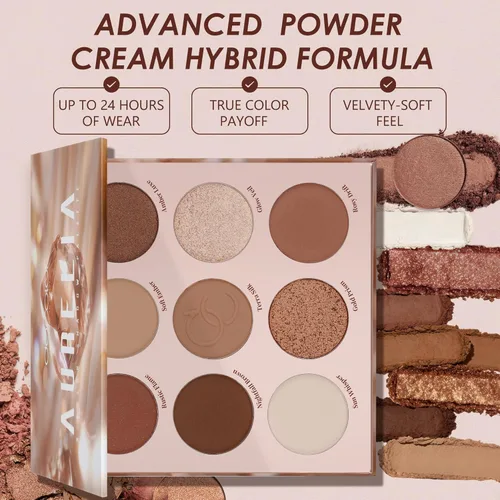 Miniatura 2 de docolor Paleta de sombras de ojos, paleta de 9 colores marrón y cobre con acabados mate y brillante, paleta de maquillaje de ojos altamente