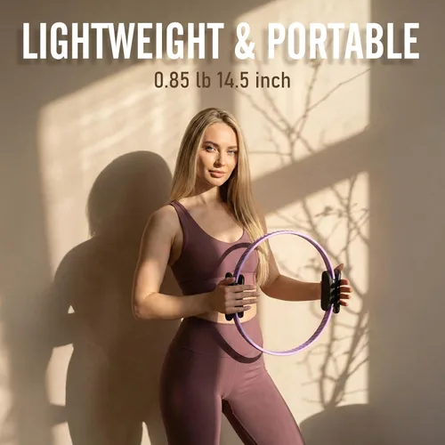 Miniatura 6 de JKSHMYT Pilates Ring Kit for Women, Pilates Equipment – 14.5" Home Magic Circle Workout with Pilates Ball,Resistance Bands,Better me Pilates Púrpura