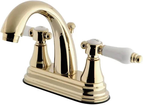 Kingston Brass KS7612BPL Grifo de baño central de 4 pulgadas, latón pulido