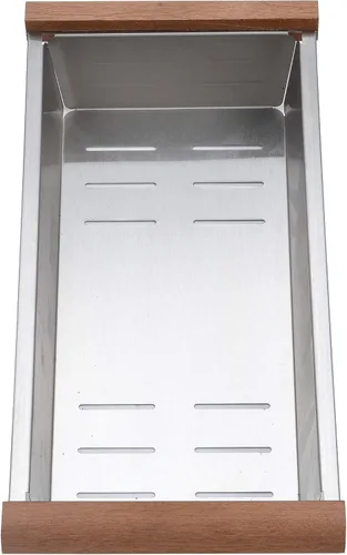 Miniatura 2 de STARSTAR Colador de acero inoxidable para fregadero de cocina con estación de trabajo (cubierta negra, 10.5/8 W - 8.5/8 L)