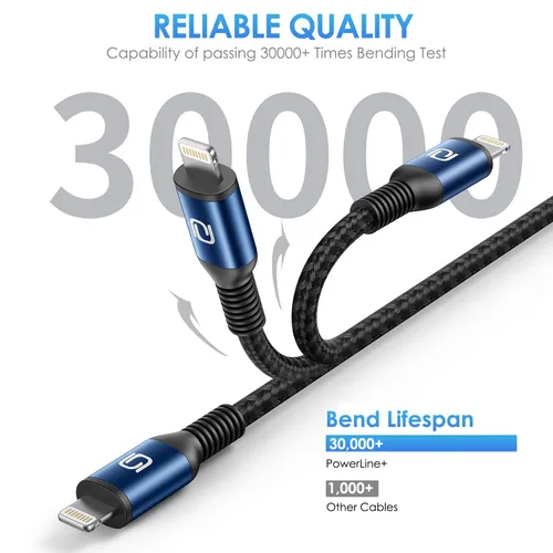 Miniatura 4 de Cable de carga para iPhone [certificado MFi de Apple], paquete de 3 cables USB-A a Lightning de 3 pies, cable de carga rápida trenzado de nailon