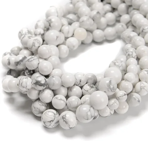 Miniatura 47 de 65 cuentas de jade blanco de 0.236 pulgadas, piedra natural, piedras preciosas redondas auténticas para hacer pulseras de bricolaje, joyas, cuerdas