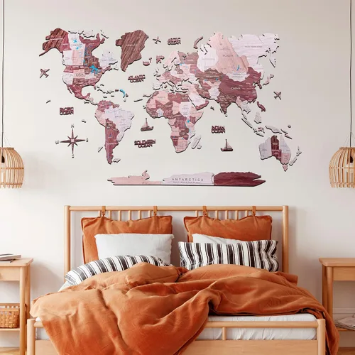 Miniatura 11 de Enjoy The Wood Arte de pared con mapa del mundo 2D, decoración de sala de estar, regalo de inauguración de la casa para el hogar, mapa de pared