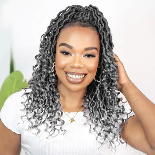 Miniatura 23 de Karida Rastas de cabello sintético de ganchillo de 18 pulgadas, 8 paquetes de cabello de ganchillo preanudado de diosa, rastas sintéticas onduladas