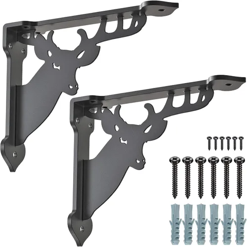 Miniatura 10 de SELEWARE Soportes de Estante de Servicio Pesado de 8 Pulgadas, Soportes de Estantes de Ciervo, Soportes Decorativos de Metal en L de Capacidad