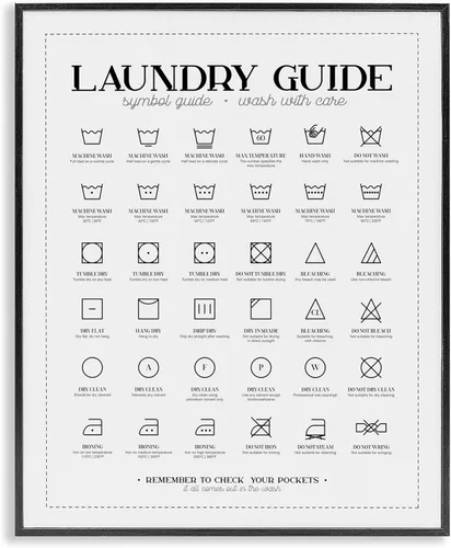 Miniatura 13 de Stupell Industries Guía de Símbolos de Lavandería Tipografía Beige 11 x 14 Negro medianoche