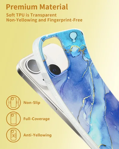 Miniatura 9 de SCORPIFY Funda para iPhone 14 [compatible con MagSafe] con diseño de mármol azul fantasía, bonita funda magnética para teléfono para mujeres, niñas