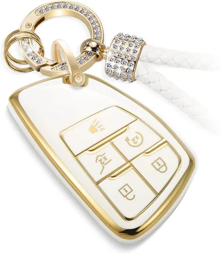 Miniatura 31 de Funda para llavero Buick con llavero de pulsera de circonita de moda, diseño de diamantes encantadores funda suave para Avenir Envision Encore Chevy