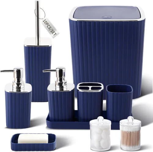 Miniatura 24 de XLHOMO Bathroom Set- 25PC Beige Bathroom Set, Bathroom Set with Shower Curtain and Rugs, Beige Shower Curtain Set, Toilet Brush, Bathroom Trash Can