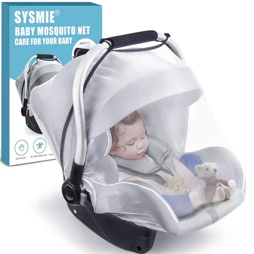 Miniatura 10 de Mosquitera para asientos de automóvil de bebé, cochecito y moisés, red de malla para asiento de automóvil infantil, transpirable, fácil de instalar