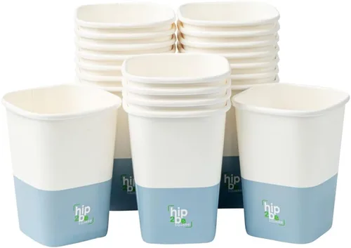 Miniatura 2 de Restaurantware Hip 2 Be Square - Tazas de café de papel de 12 onzas, 25 tazas de café reutilizables a prueba de fugas, tapas se venden por separado