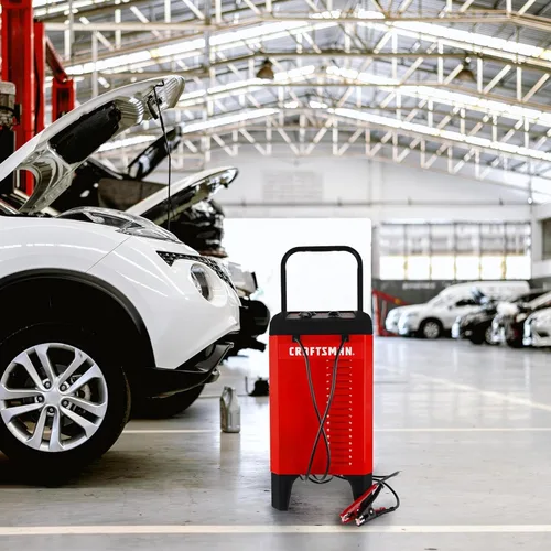 Miniatura 5 de CRAFTSMAN Cargador de batería de coche manual con ruedas 6A y arrancador de motor de 175A, solución 2 en 1, control por temporizador, impulso de 25