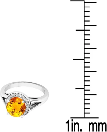 Miniatura 35 de Dazzlingrock Collection Anillo de compromiso redondo de 0.276 in con halo de diamante blanco y vástago dividido para ella en oro macizo de 14