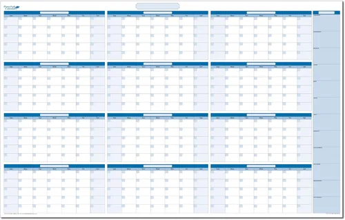 24" x 36" Horizontal Premium Dry-Erase Undated Yearly Calendar. No month's Listed. Next Year Planning Area. Marker and Eraser Included. Ours last's