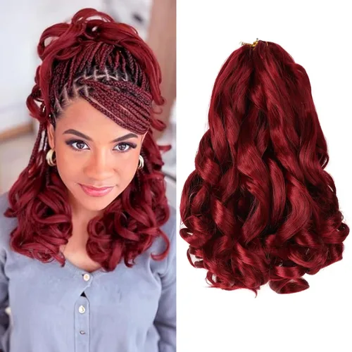 Miniatura 51 de Cabello rizado francés para trenzar de 12 pulgadas, 8 paquetes de cabello rizado preestirado para trenzas de caja, rizos franceses, trenzas
