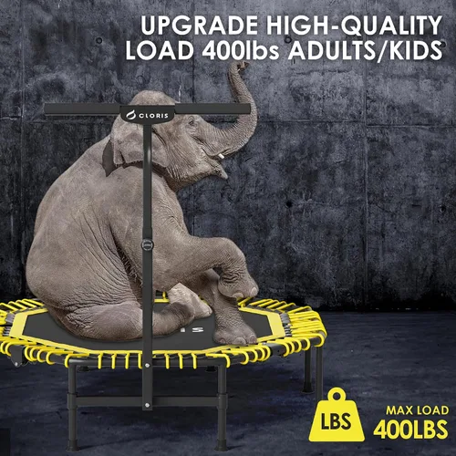 Miniatura 6 de CLORIS 38in/48in Folding Trampoline - Max Load 220lbs / 450lbs Trampoline Rebounder Trampoline with Adjustable Foam Handle, with safty Padded Cover