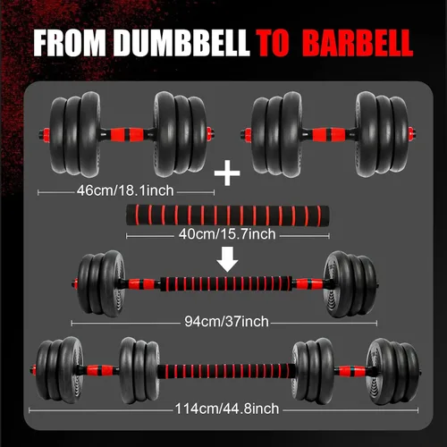 Miniatura 2 de Adjustable Dumbbells Set, Upgrade Free Weight Set with Connecting Rod, 3 in 1 Dumbbell Set Used as Dumbbells, Barbell, Push Up Stand, Fitness Negro