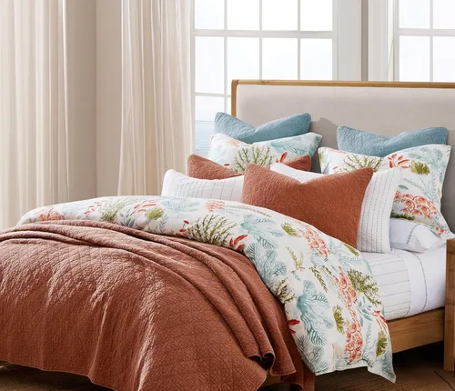 Miniatura 13 de HiEnd Accents Dalia - Juego de edredón de lino de 3 piezas, tamaño King, juego de ropa de cama floral azul claro, estampado botánico de flores