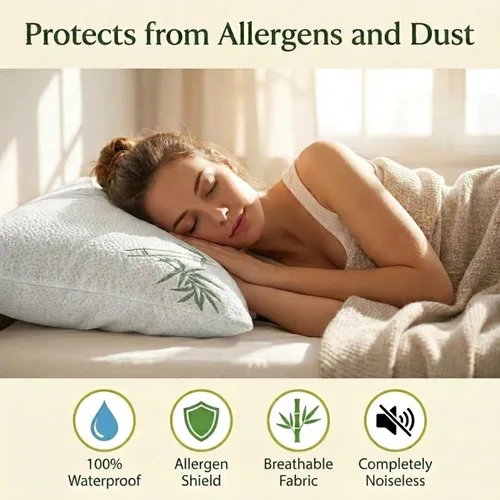 Miniatura 3 de Four Seasons Essentials Protector de almohada impermeable de tamaño corporal (juego de 1) – Viscosa natural derivada de bambú – Fundas de almohada