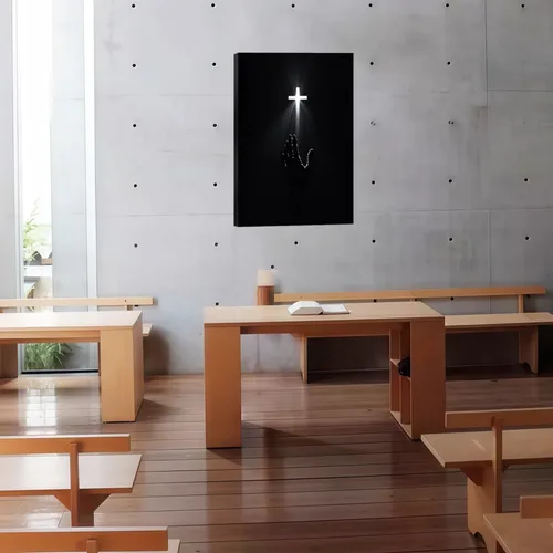 Miniatura 4 de Arte de pared cristiano enmarcado, póster de fe de redención, cruz y manos, impresión en lienzo en blanco y negro, pintura religiosa, imagen