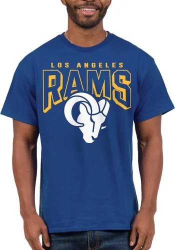 Junk Food Clothing x NFL - Logotipo llamativo - Camisa de manga corta para hombre y mujer con licencia oficial de la NFL Azul