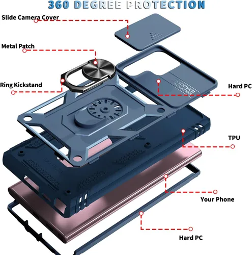 Miniatura 6 de Funda para Galaxy S22 Ultra, a prueba de golpes, resistente a los impactos con lente deslizante Funda protectora para Samsung Galaxy S22 Ultra 4G/5G