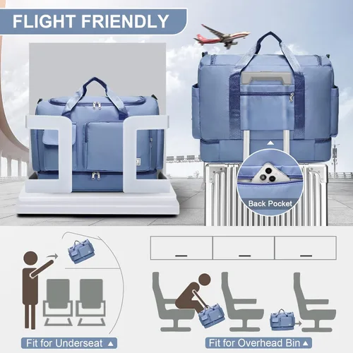 Miniatura 402 de Pequeña bolsa de gimnasio para mujer, bolsa de viaje con compartimento para zapatos