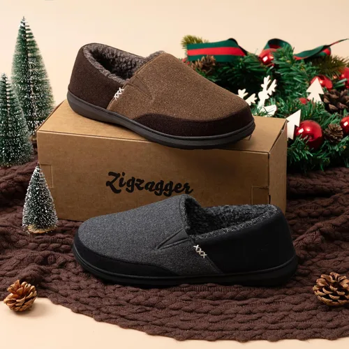 Miniatura 8 de Zigzagger Pantuflas de microgamuza esponjosas para hombre, estilo mocasín, para interior y exterior
