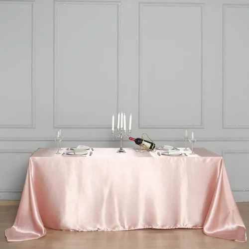 Miniatura 4 de BalsaCircle - Mantel rectangular de satén rosa polvoriento, 90 x 132 pulgadas, mantel para mesa de boda, fiesta, recepción, eventos, cocina y comedor