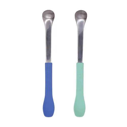 Miniatura 2 de Nuby Cucharas de alimentación seguras y calientes 2 en 1 (paquete de 8) cucharas para bebés de 6 meses en adelante, color azul y aguamarina