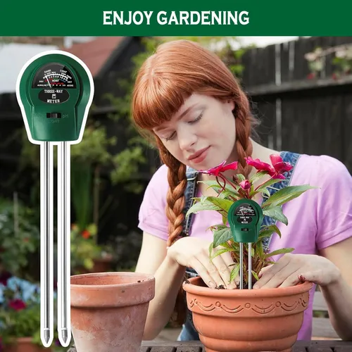 Miniatura 5 de Medidor de pH del suelo 3 en 1: probador de humedad, luz y pH para jardín, césped, granja, cuidado de plantas en interiores y exteriores, verde