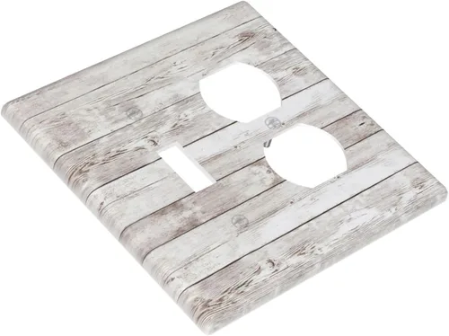 Miniatura 776 de Placa Decorativa de Pared de Granja Rústica con Cuerno de Madera para Puerta de Granero 1 Banda Duplex Cubiertas de Toma Eléctrica Soltera