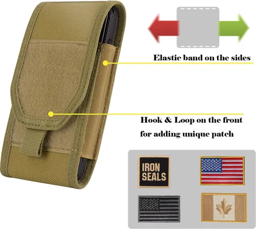 Miniatura 5 de Funda táctica Molle para teléfono inteligente grande para iPhone 17 Pro Max/16 Pro Max/16 Pro/16/15 Pro Max/14 Pro Max/13 Pro Max Beige Bronceado
