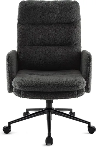 Miniatura 10 de IWMH Silla de oficina en casa con respaldo alto, silla de escritorio tapizada con reposabrazos, sillón de altura ajustable con ruedas, silla