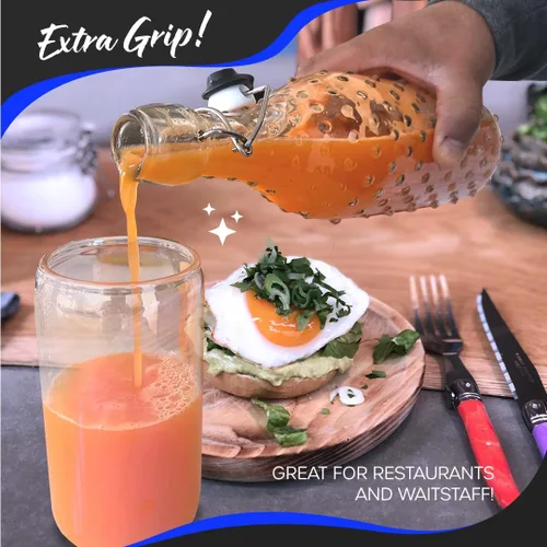 Miniatura 5 de Nevlers, juego de 6 botellas de vidrio con tapa abatible de 33 oz con puntos Botellas de vidrio transparentes de 1 litro con tapa, envoltura