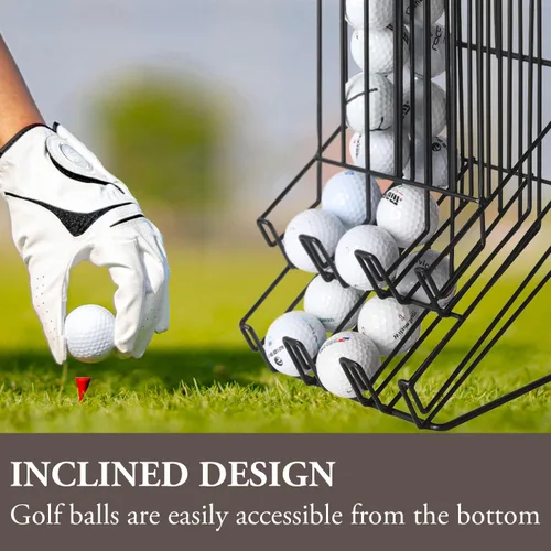 Miniatura 3 de MyGift Golf Ball Basket Holder - Matte Black Metal Wire Golf Ball Dispenser and Countertop Display Rack