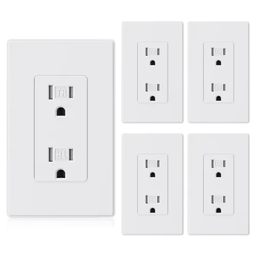 Miniatura 11 de ELEGRP Toma de corriente decorativa de pared, resistente a manipulaciones, 15 amperios, enchufe eléctrico de pared estándar, grado residencial