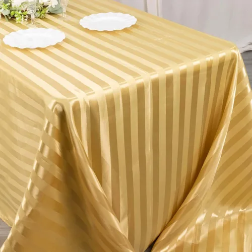 Miniatura 9 de Efavormart - Mantel redondo de satén a rayas blancas y negras de 120 pulgadas sin costuras para decoración de bodas, fiestas, eventos