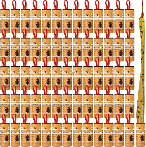 Miniatura 16 de Qualirey Paquete de 80 tiras adhesivas para moscas para interiores y exteriores, cinta adhesiva para colgar insectos voladores, trampas para Rojo